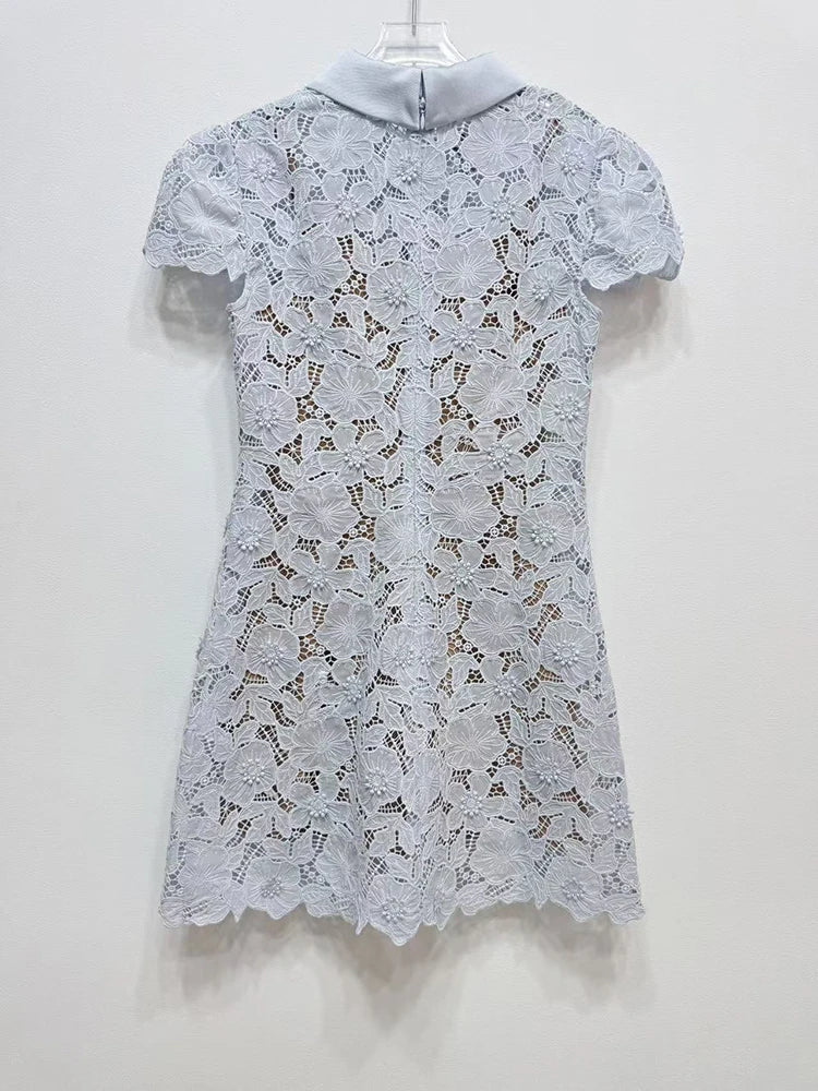 Blue Flower Embroidery Dress