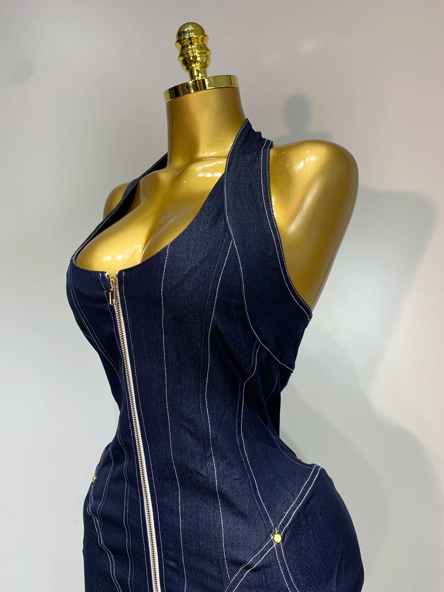 Celebrity Denim Zip dress