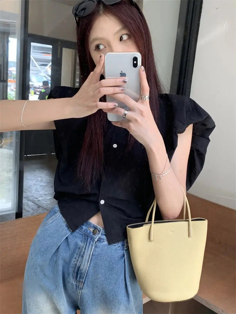 Vintage broad shoulder Crop Top CH