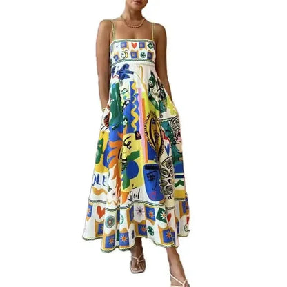 Graffiti multi Print summer Midi paradise