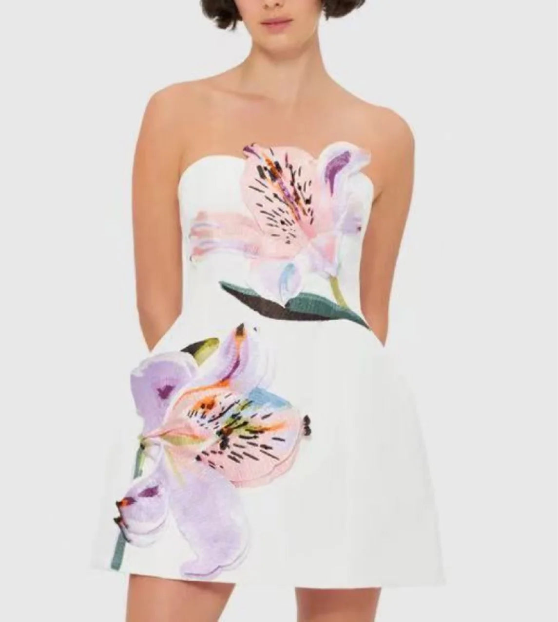 3D Flower Patchwork A-Line Dress