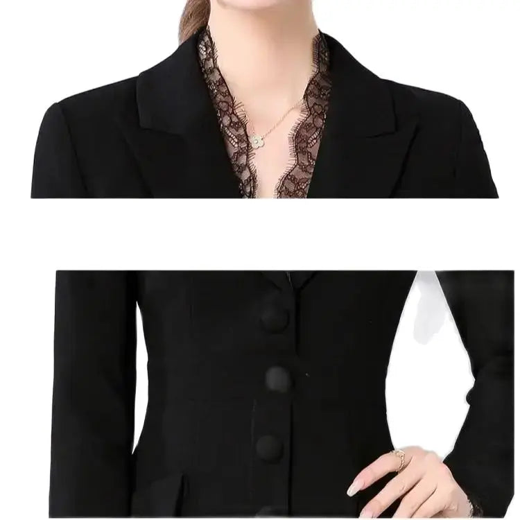 Blazer Dress Women Notched V-Neck Single-Breasted Long