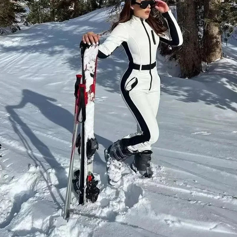 White Slim Ski Suit Jumpsuit