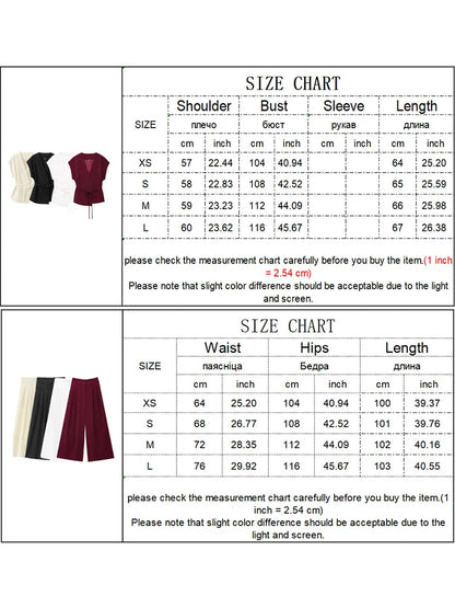 V-Neck Wrap Belted Pants Sets