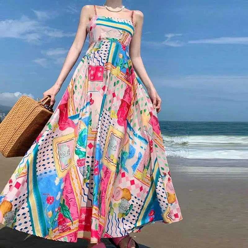 Graffiti multi Print summer Midi paradise