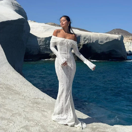 White Off Shoulder Lace Bodycon