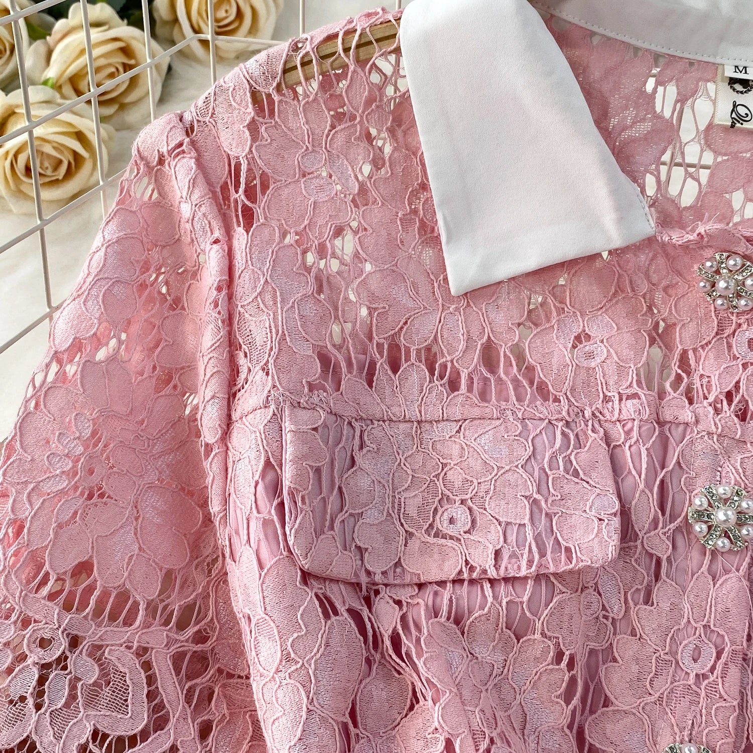 Selfportrait Buttons Diamonds Lace Dress