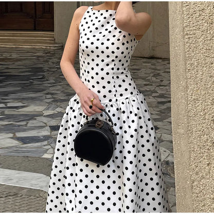Elegant Women Polka Dot Midi