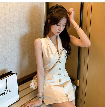 Elegant Button Mini Dress