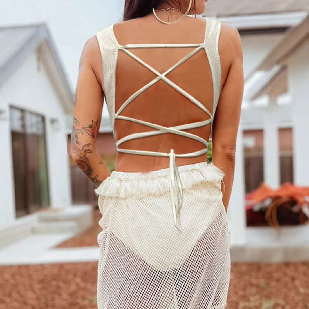 Lace Tassel Splicing Silk Fringe dress