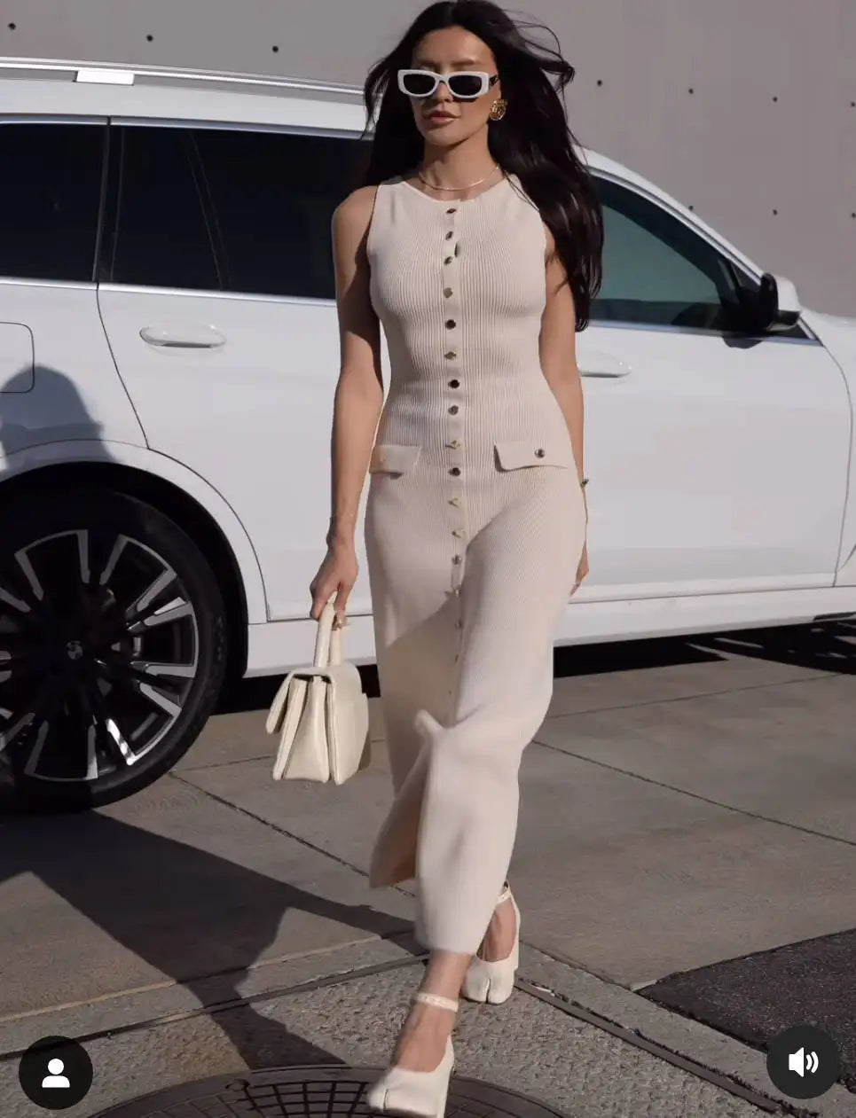 Long Buttoned Knit Dress