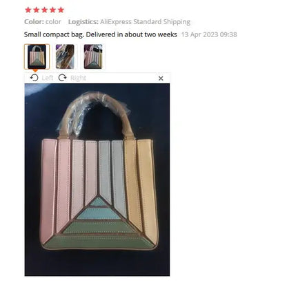 Luxury leather bag colorful Tote