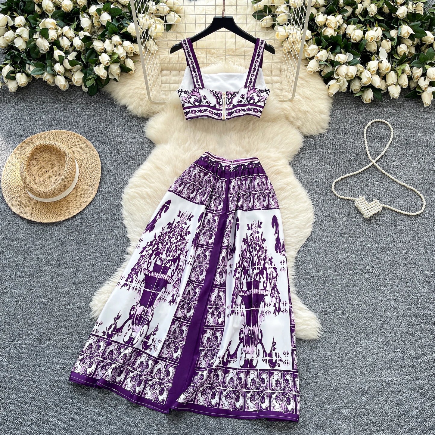 Crop Top Dolce Skirts Set