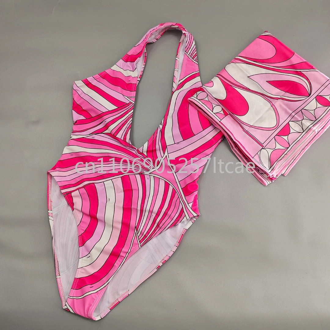 Luxury Design Pink Scarf Swimsuits