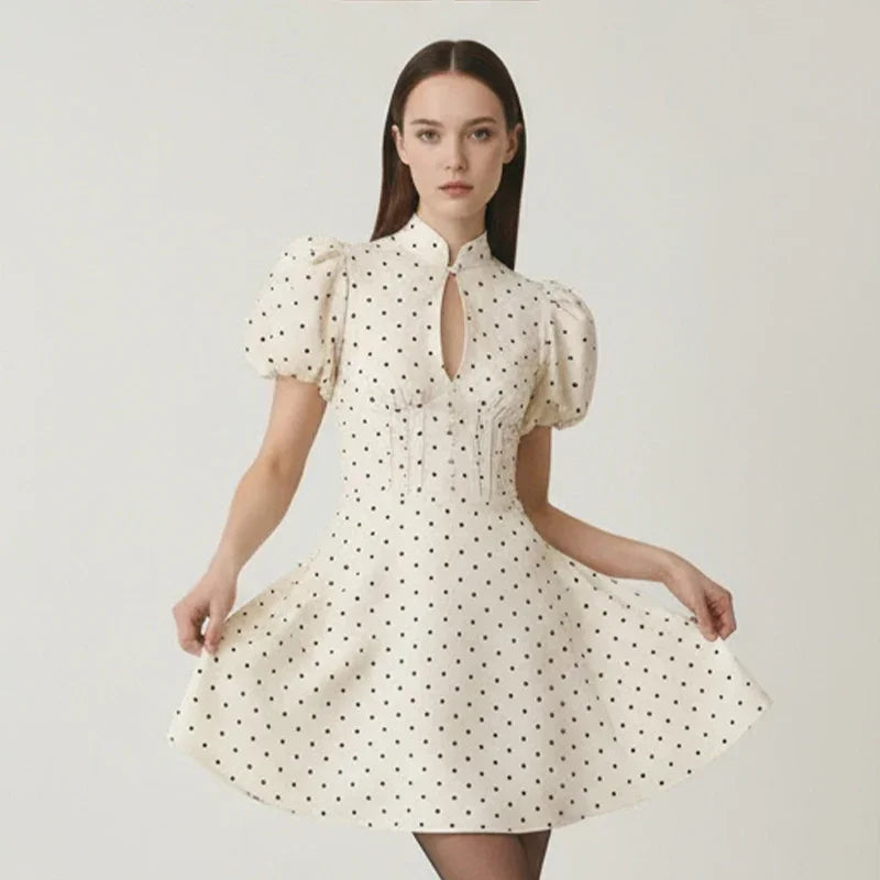 Retro Polka Dot Mini A-line Dress