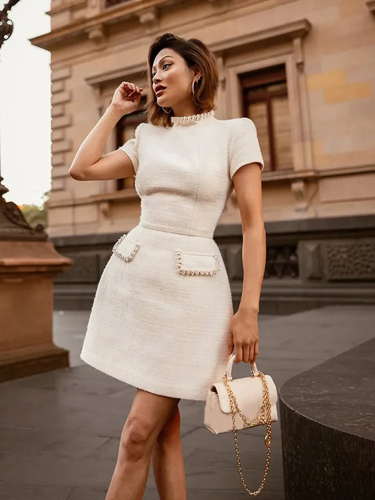 Elegant Beaded Slim Fit Mini Dresses