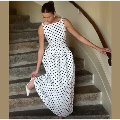 Elegant Women Polka Dot Midi