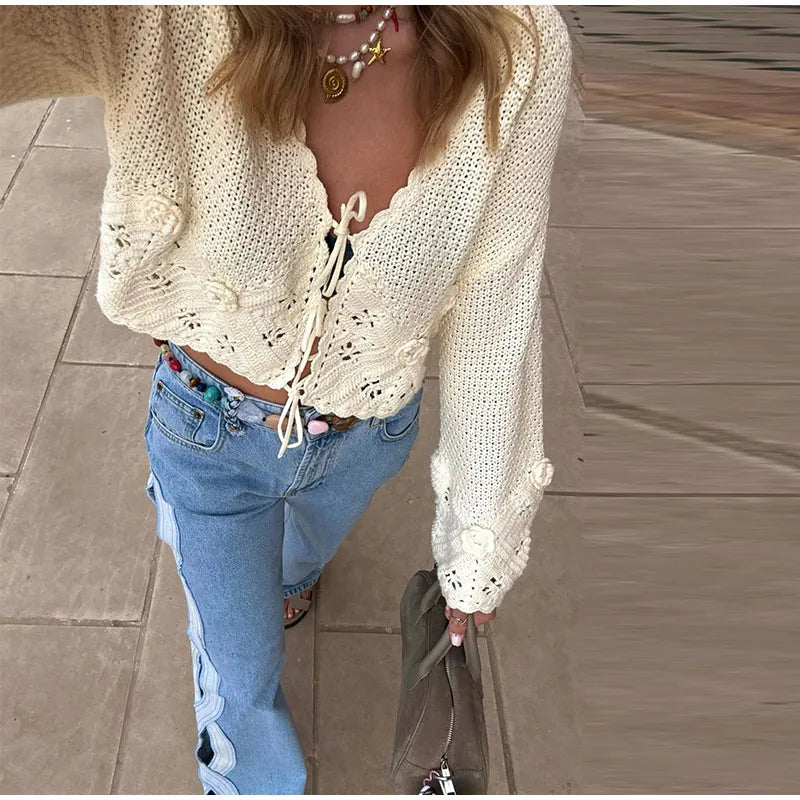 Fashion Side Hollow Out Jeans Women's High Waist Straight Leg Denim Pants 2026 Summer New Lady Trendy Casual Streetwear