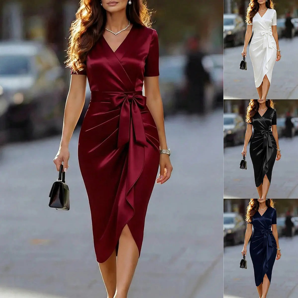 V-neck Shoulder Slim Corporate Dress