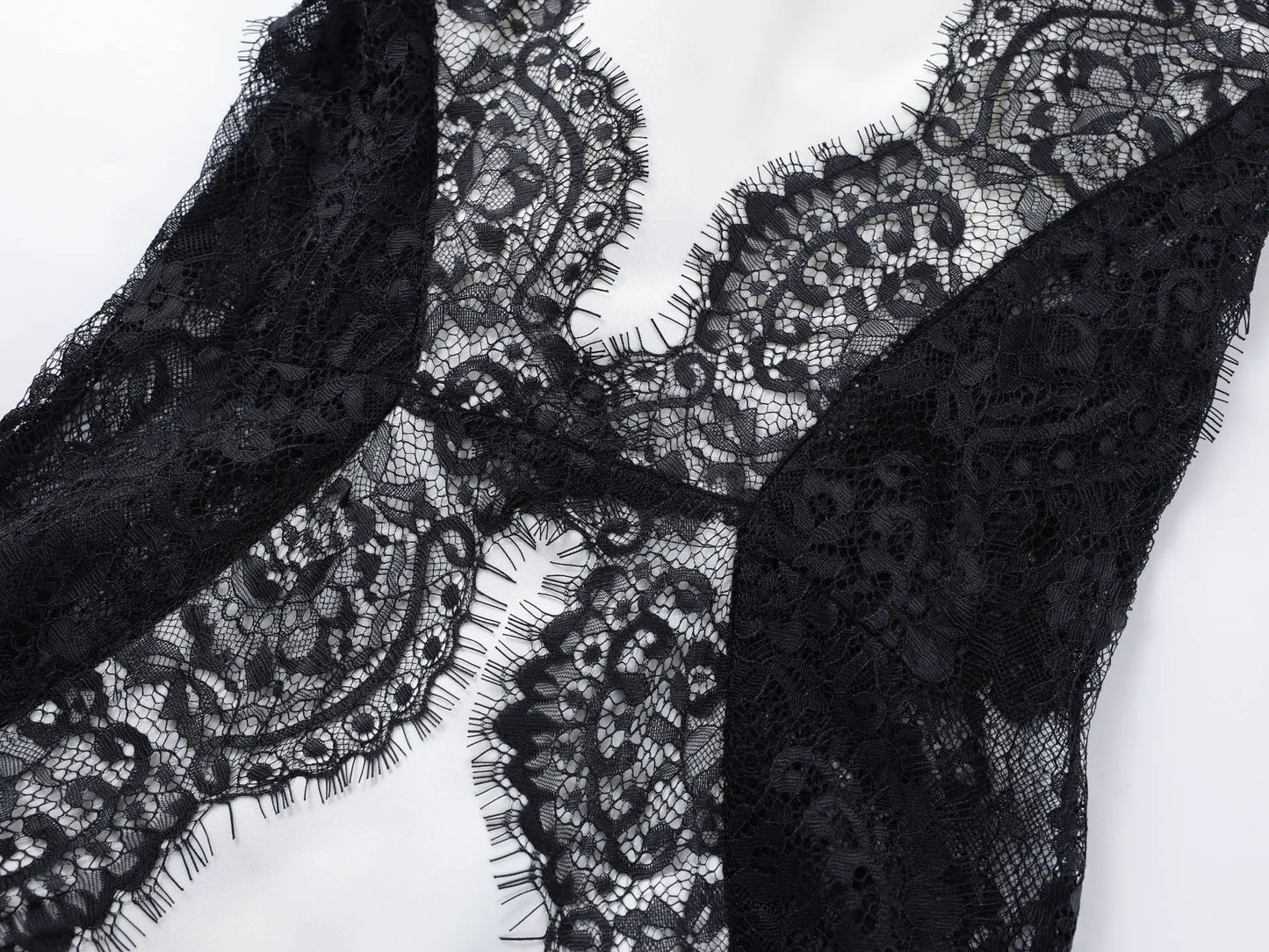 White Black Net Halter Backless