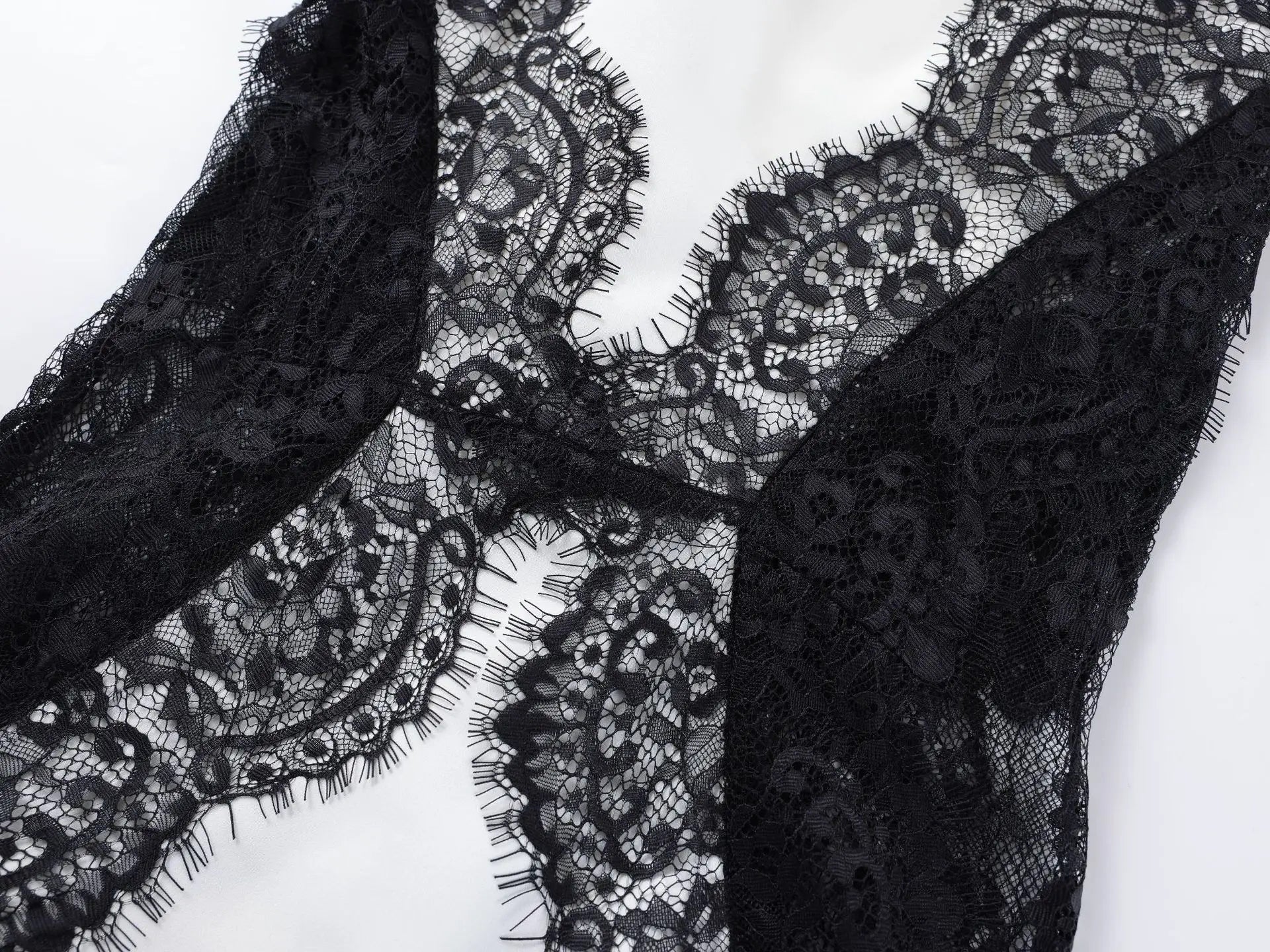 White Black Net Halter Backless - Shellss