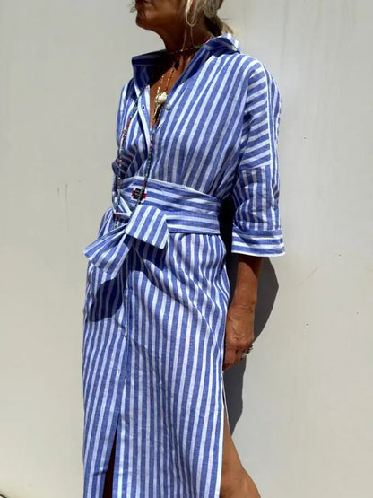 Striped Side Split Dress