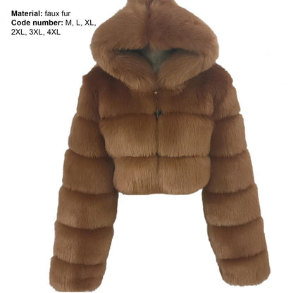 Fur Hooded Zipper Cropped