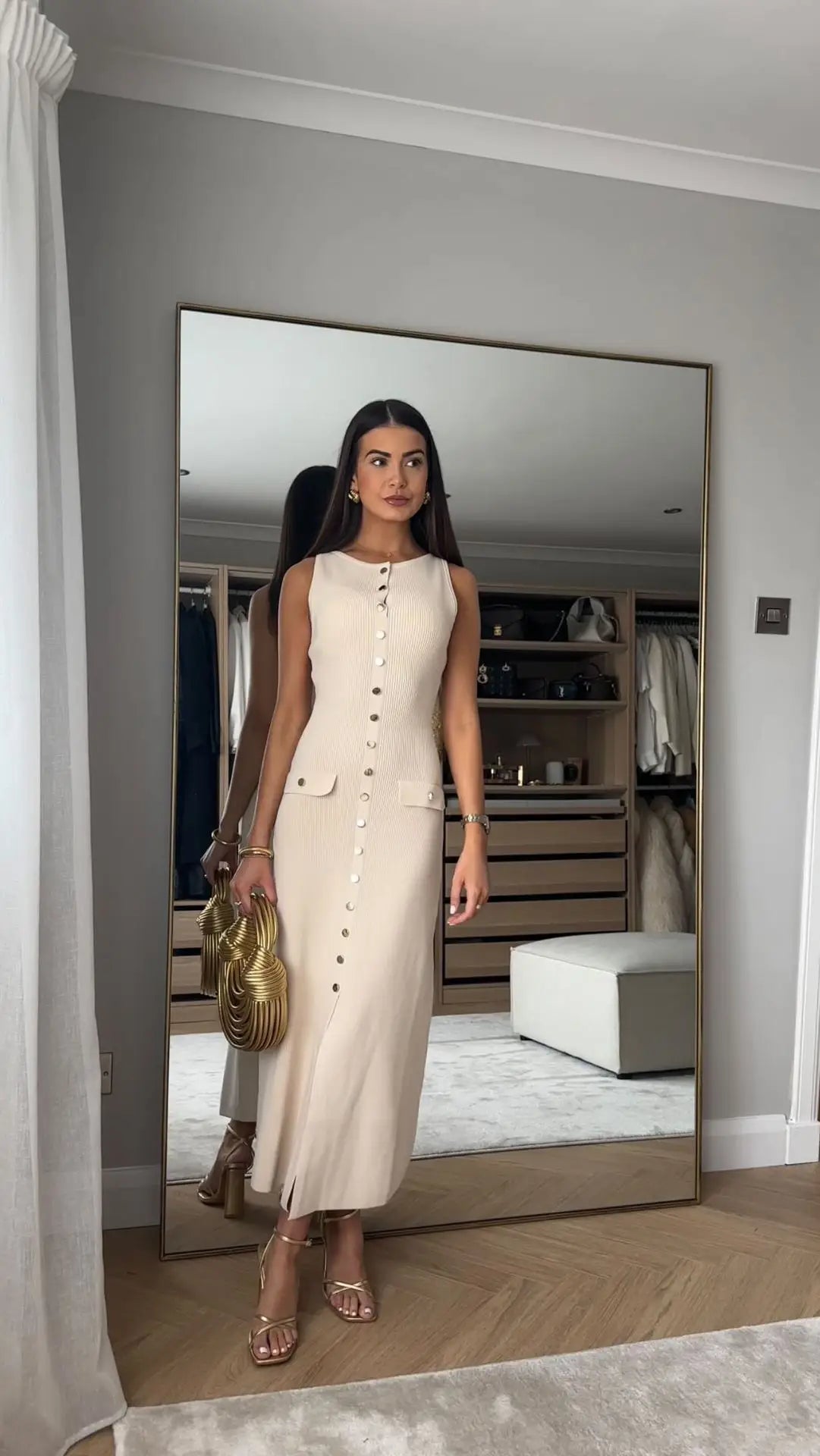 Long Buttoned Knit Dress