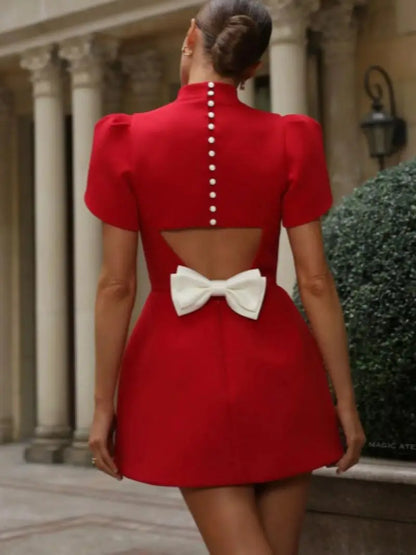 Elegant Bow Mini Dress
