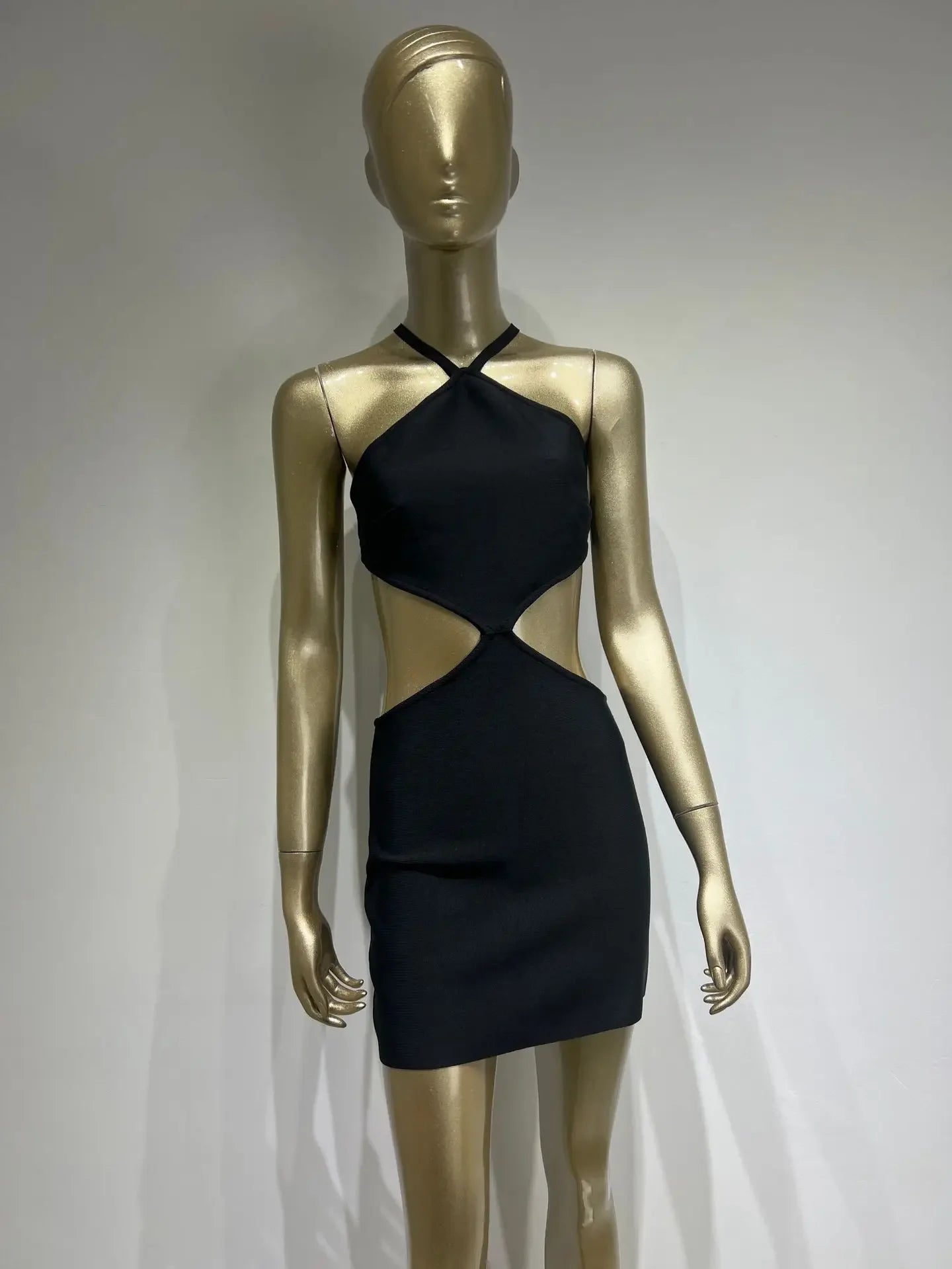 Sexy Black Miniature Black Dress Hot Sale Of The Season New Style Wrap Skirt Super Short Party Gown Diamond Back Hanging Neck Wa