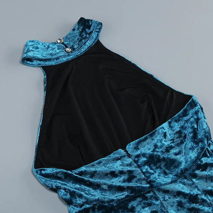 Velvet Long Dress Asymmetrical Slit