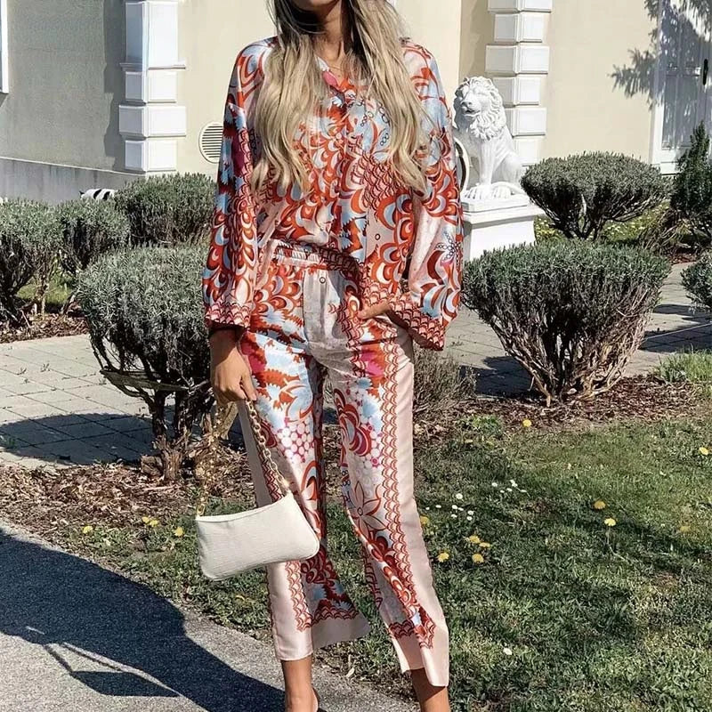 Shirt Suit 2023 Spring Fashion Elegant Ladies Pants Set