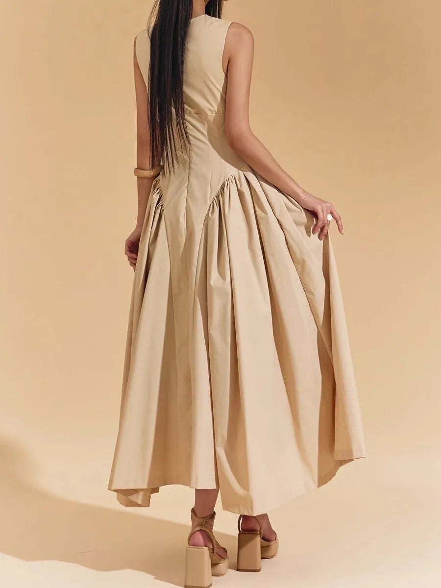 Square Collar Minimalist Dress Cotton