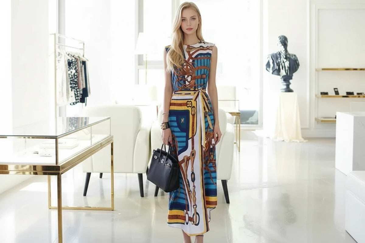 Hermes chain print skirt set