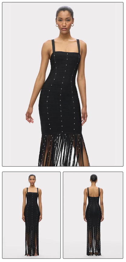 VC Black Diamond Tassel Spaghetti Straps L