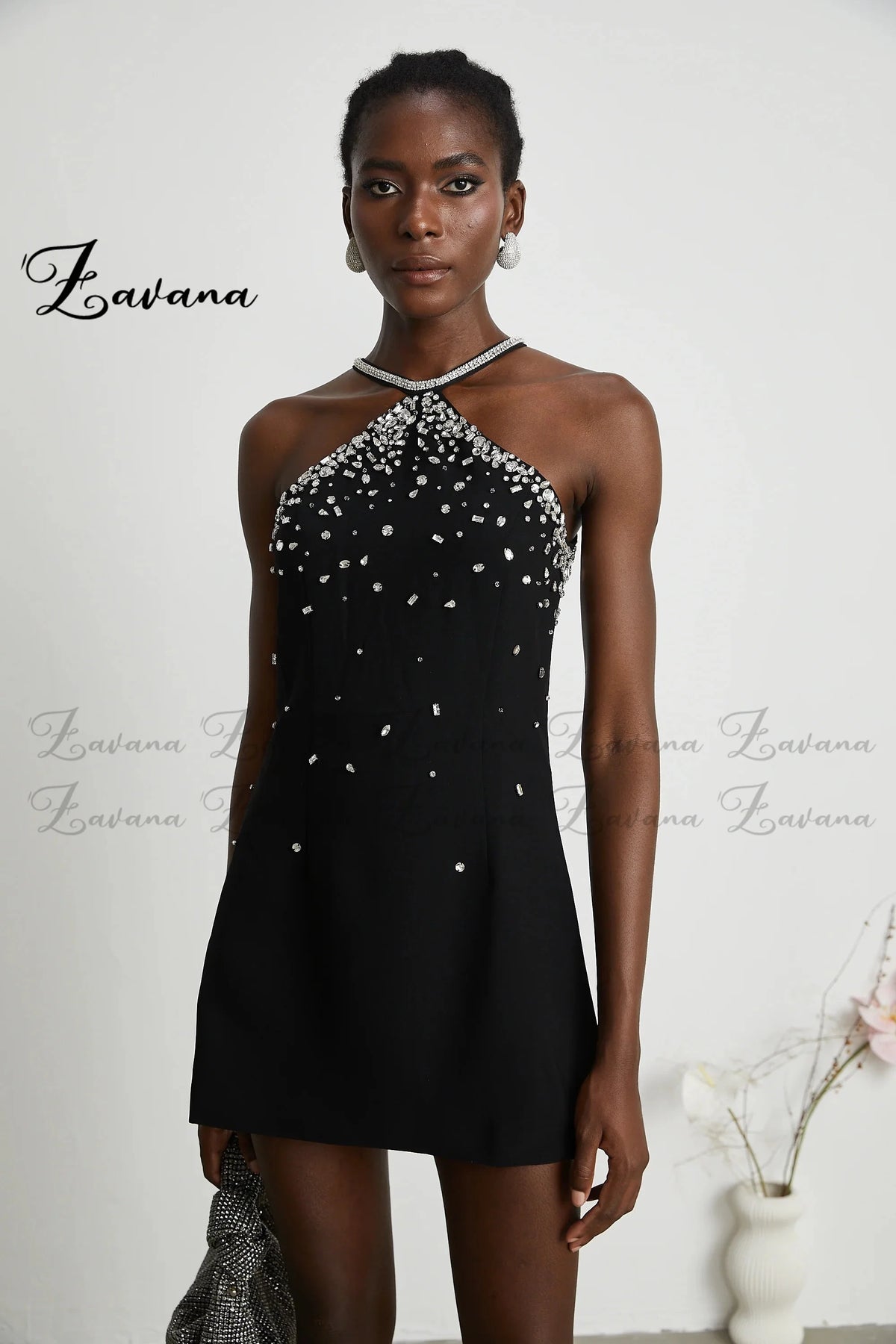 Zavana Bling Sleeveless Sheath Homecoming Dress for Women Satin Rhinestones Cocktail Party Vestidos De Formatura Customized