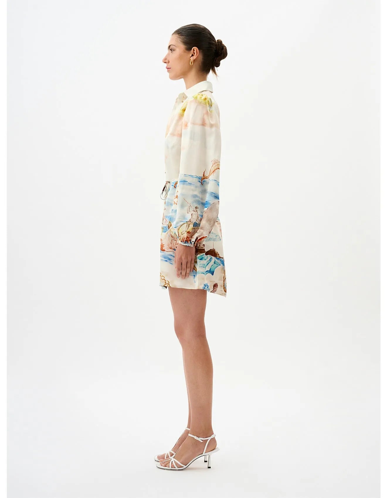 Fashionable Digital Printing Long Sleeve Turn-down Collar Short Dress Women's Clothing New Arrival Elegant Commute Style A-li...