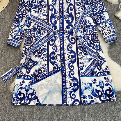 Spring Retro Blue White Red Dolce Dress