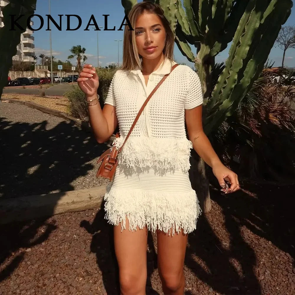 Summer Elegant Knitted Tassel Set