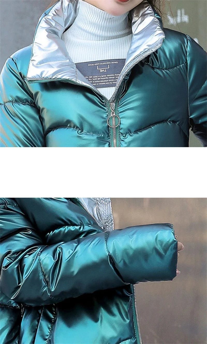 Winter Jacket Women Parkas Glossy Warm