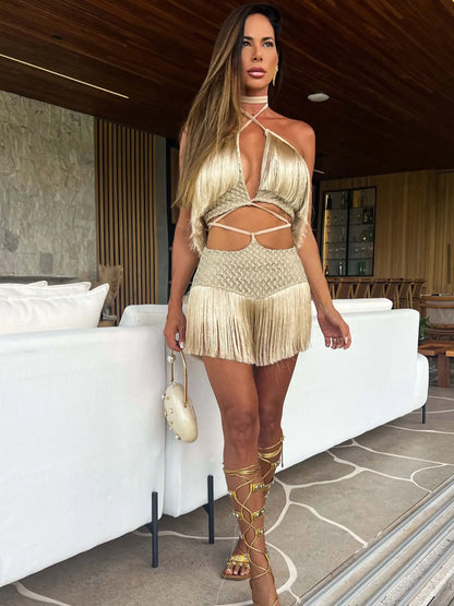 Sexy Tassel Cut Out Dress