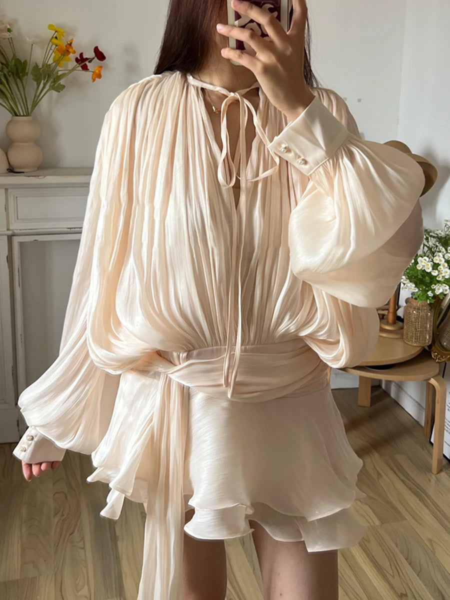 Lace Up Ruffle Dress