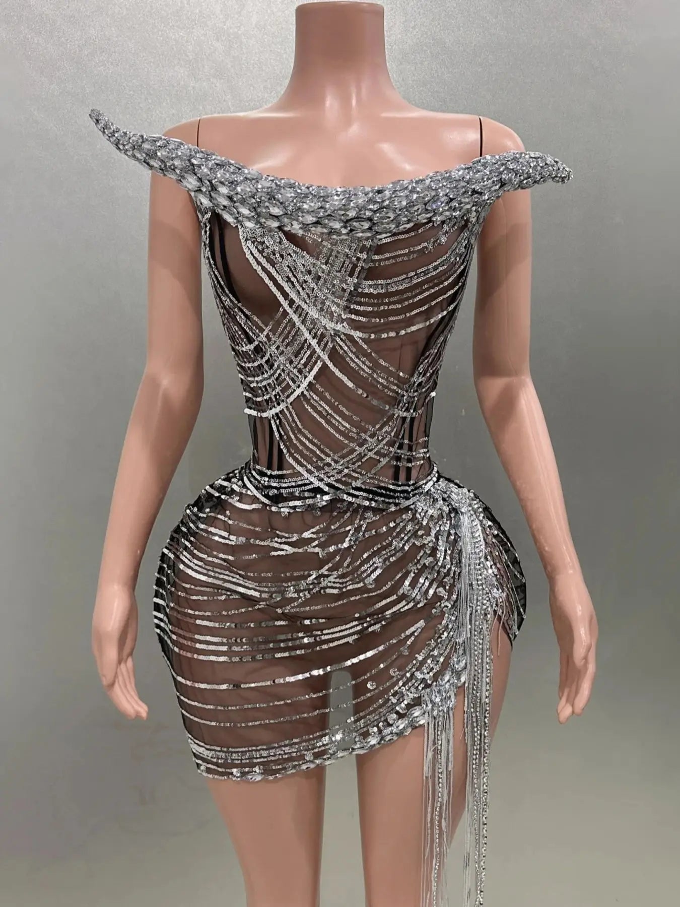 Shinning Tassels Chain Sexy Strapless