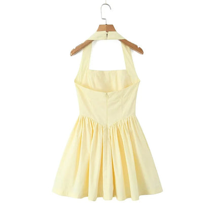 Puffy halter A-Line dress