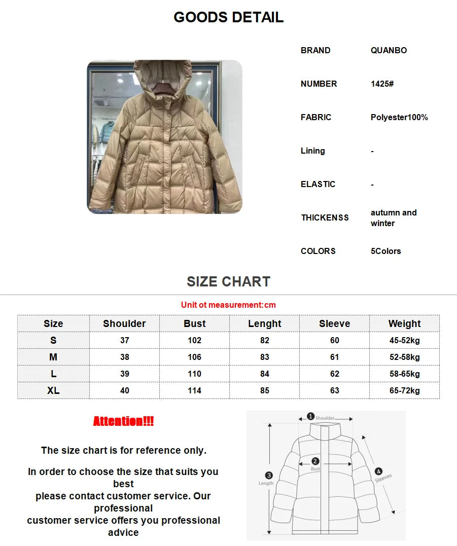 New Arrivals Women Hooded X-long  White Duck Down Jacket