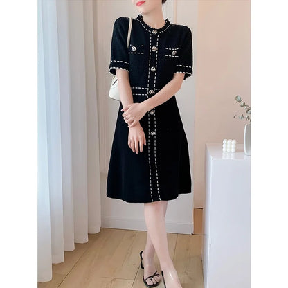 2025 Old money Knitted Dress Women Vintage Sandro style