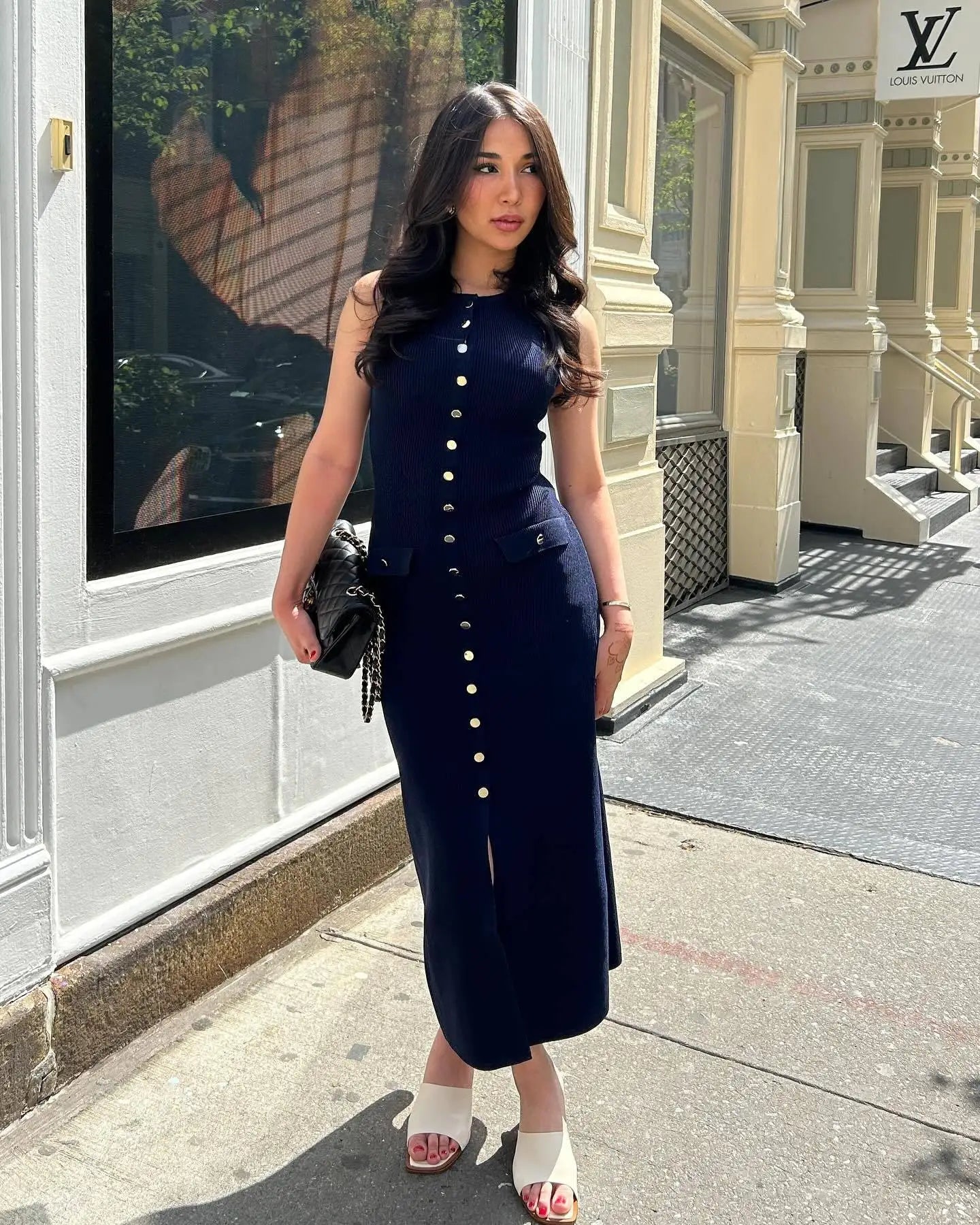 Long Buttoned Knit Dress