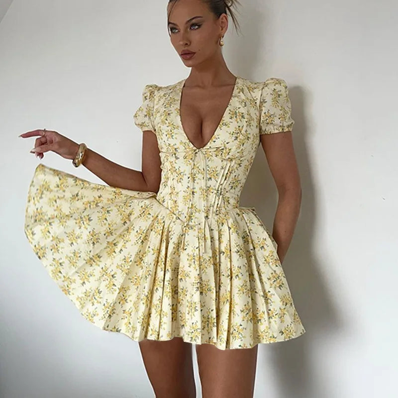 Y2K Fashion Fresh Floral V Neck
