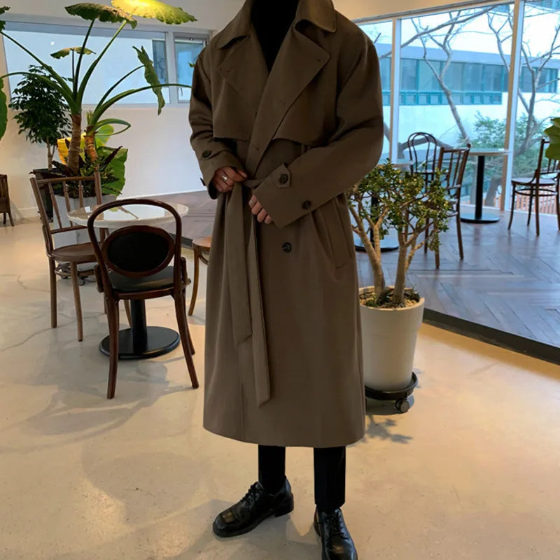 IEFB Men's Wear Trend Autumn Casual Trench Coat With Belt