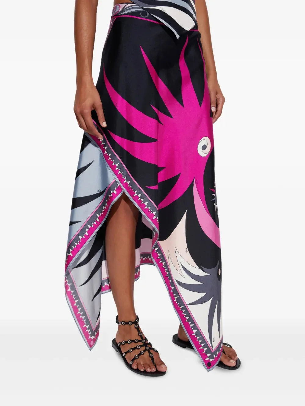 Irregular Satin Print Suit Women Halter Neck Lace Up Tank Top Midi Skirt 2 Pieces Set 2026 New Lady Summer Casual Vacation Wear